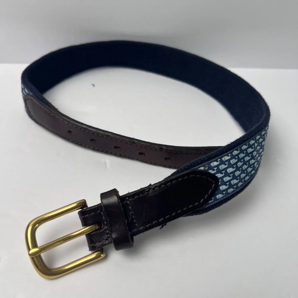 Vineyard Vines Whale Blue Belt 24 waist